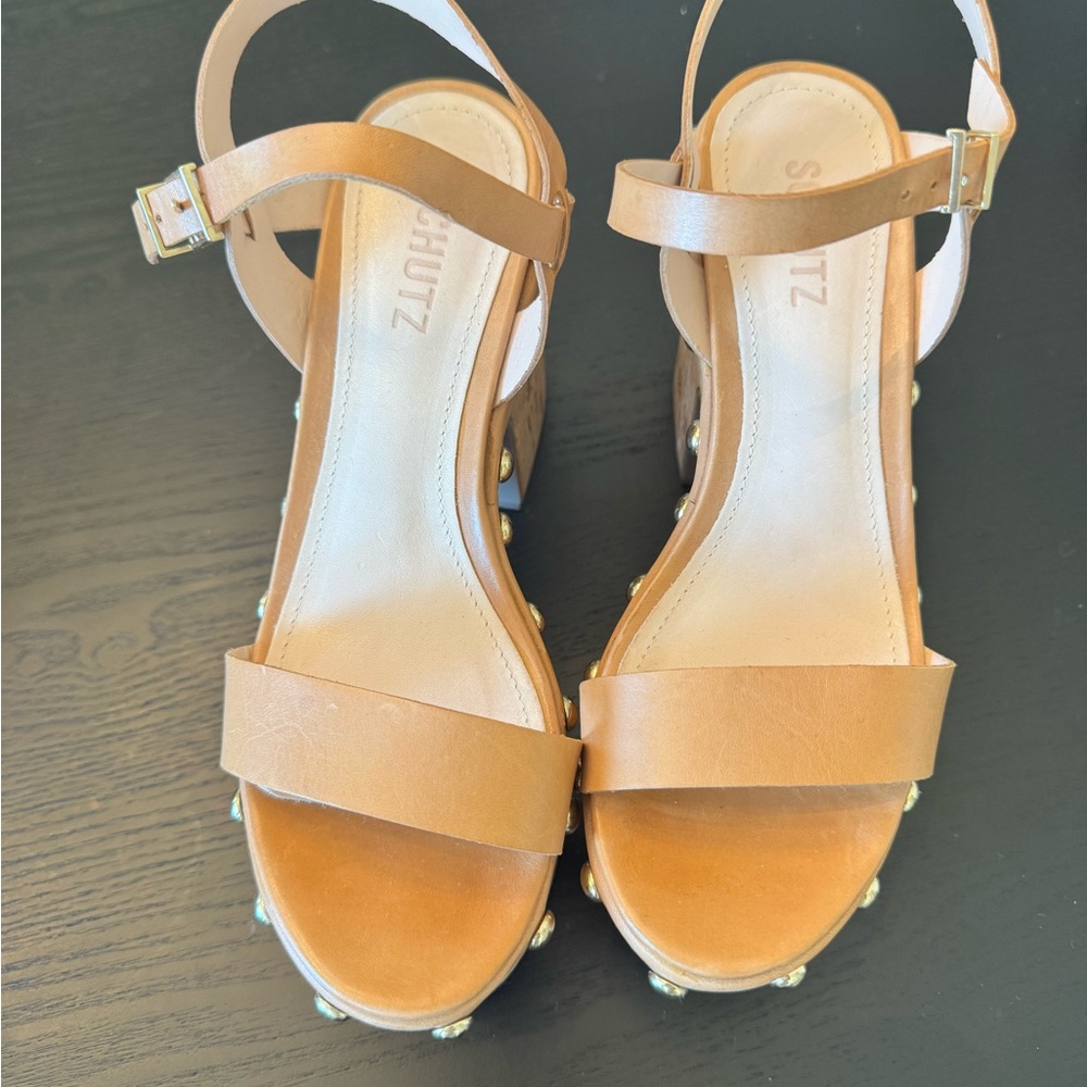 SCHUTZ Tan Studded Sandals